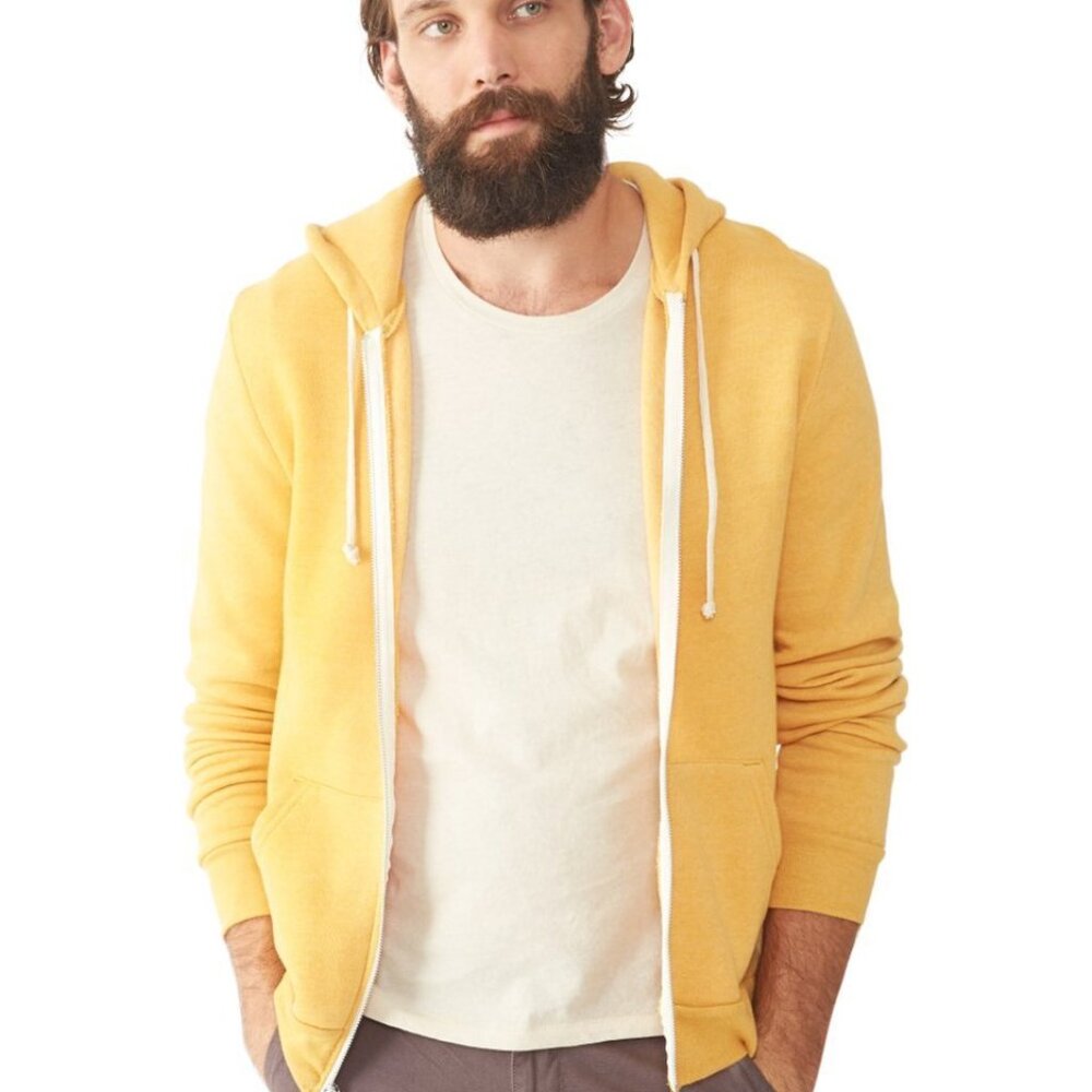 Alternative zip up hoodie. Has hood and front pockets.